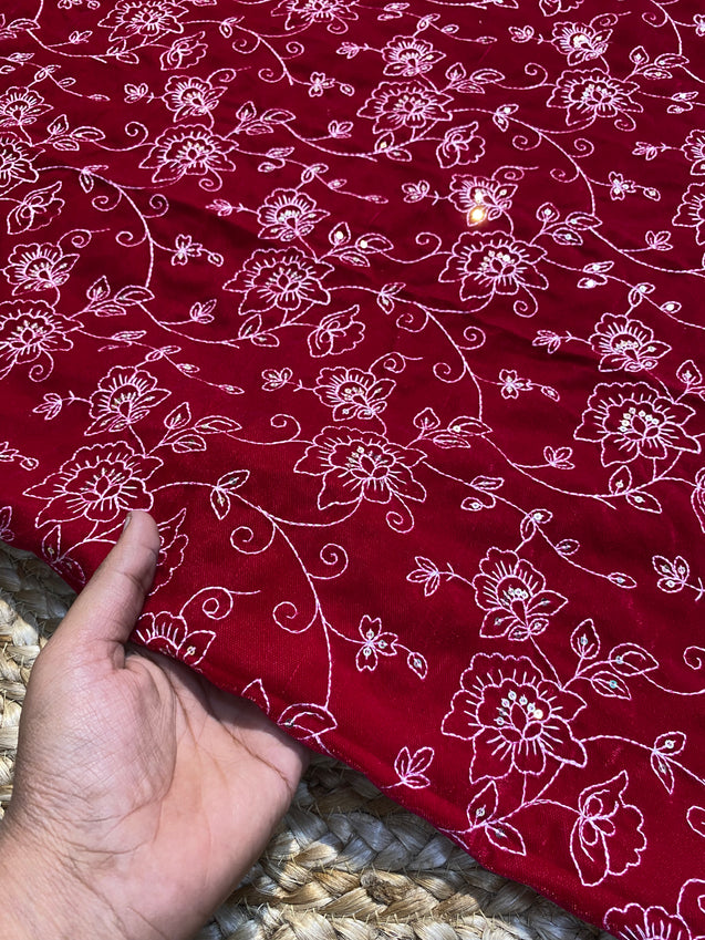 On SALE - Most Premium Velvet 9000 Embroidered FABRICS (2.5 Meter Cut Size)