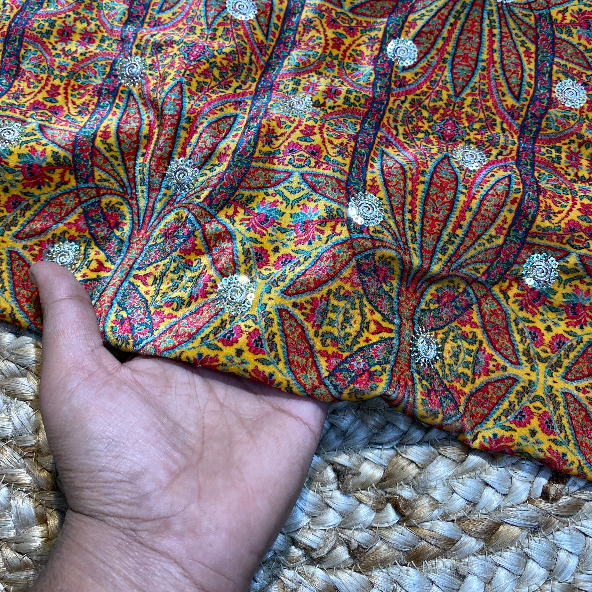 On SALE - Most Premium Velvet 9000 Embroidered FABRICS (2.5 Meter Cut Size)