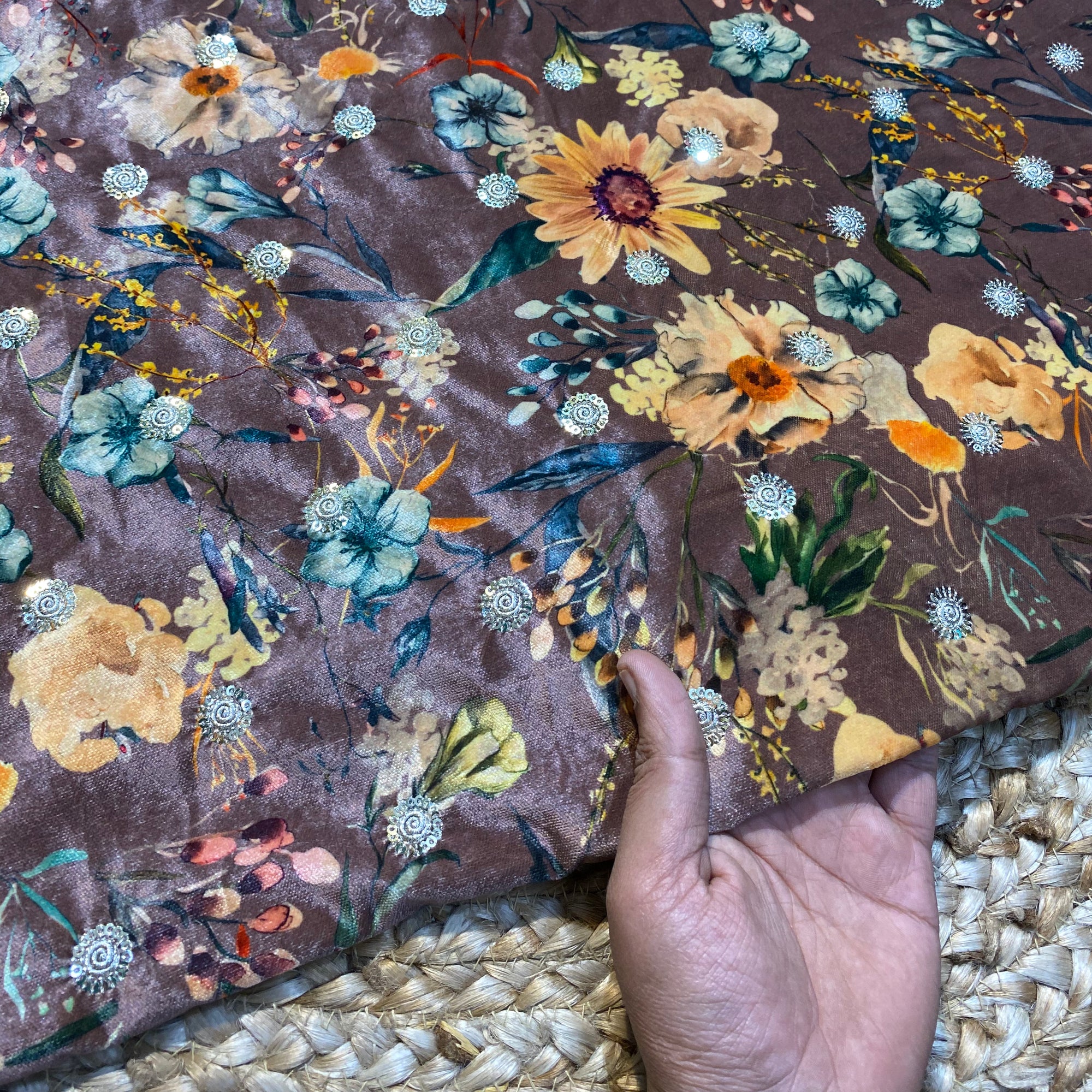 On SALE - Most Premium Velvet 9000 Embroidered FABRICS (2.5 Meter Cut Size)