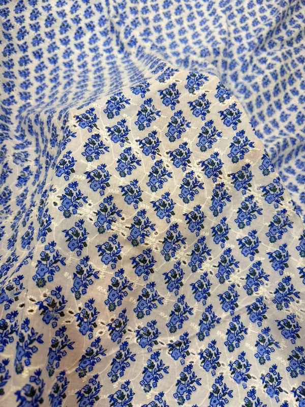 Most Premium Pure Cotton Hakuba Chikankari Printed Fabric (Big WIDTH!!)