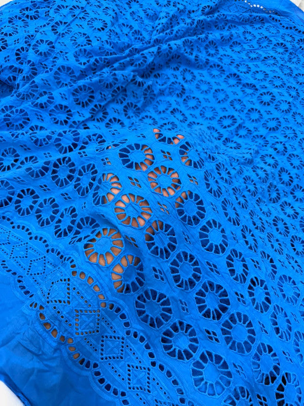 Premium Fine GPO LACEWORK Hakuba Chikan Work On Pure Cotton FABRIC (Big WIDTH!!)