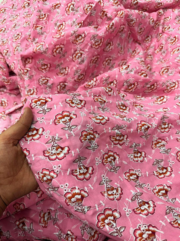 Most Premium Pure Cotton Hakuba Chikankari Printed Fabric (Big WIDTH!!)