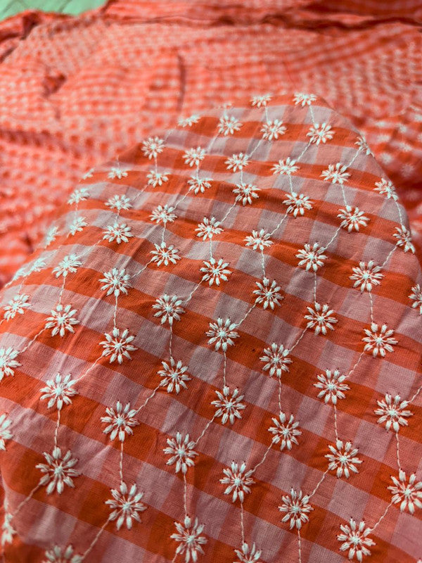 Most Premium Pure Cotton Hakuba Chikankari Printed Fabric (Big WIDTH!!)