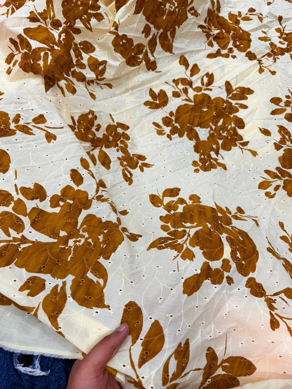 Most Premium Pure Cotton Hakuba Chikankari Printed Fabric (Big WIDTH!!)