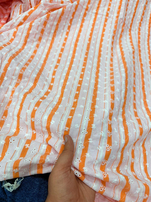 Most Premium Pure Cotton Hakuba Chikankari Printed Fabric (Big WIDTH!!)