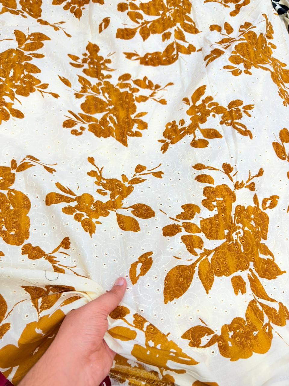 Most Premium Pure Cotton Hakuba Chikankari Printed Fabric (Big WIDTH!!)
