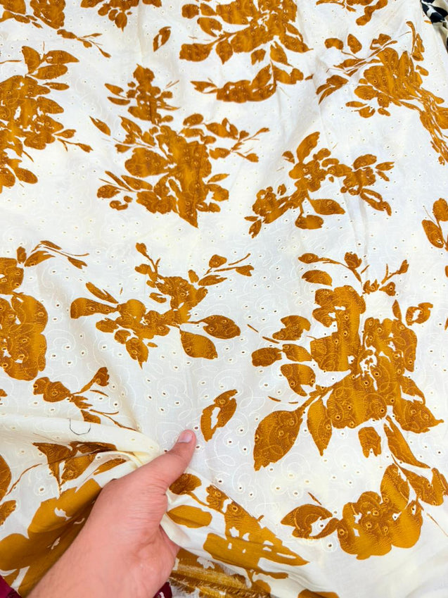 Most Premium Pure Cotton Hakuba Chikankari Printed Fabric (Big WIDTH!!)