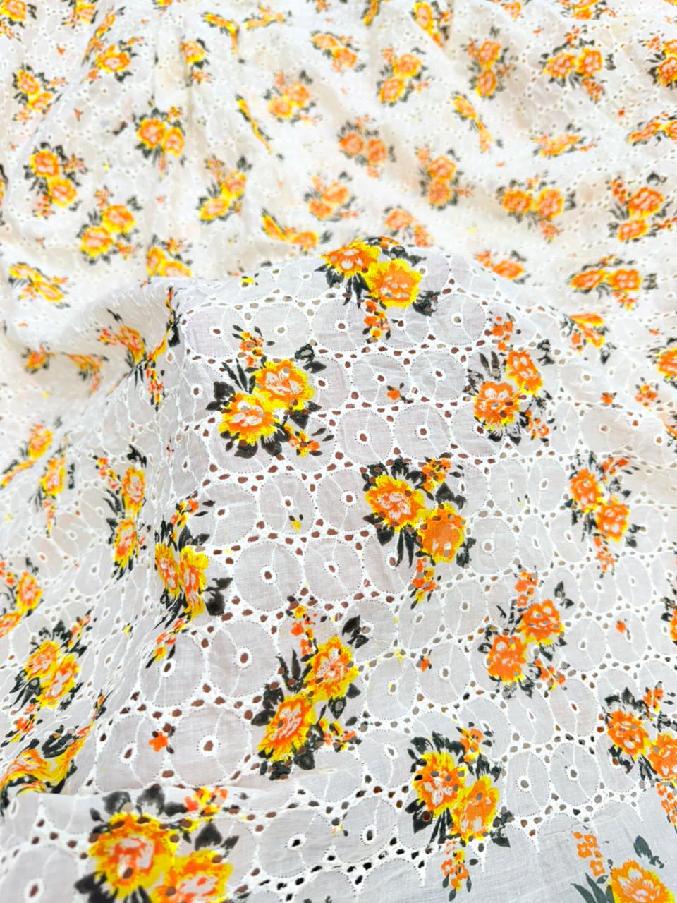 Most Premium Pure Cotton Hakuba Chikankari Printed Fabric (Big WIDTH!!)