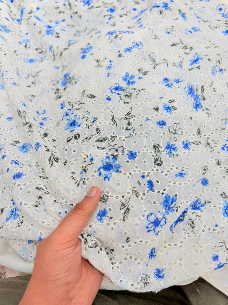 Most Premium Pure Cotton Hakuba Chikankari Printed Fabric (Big WIDTH!!)