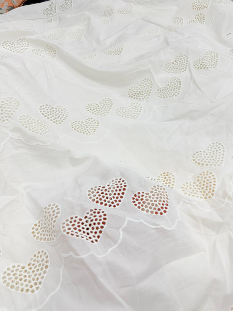 Most Premium Pure Cotton Hakuba Chikankari Fabric (Big WIDTH!!) (Dyeable Also)