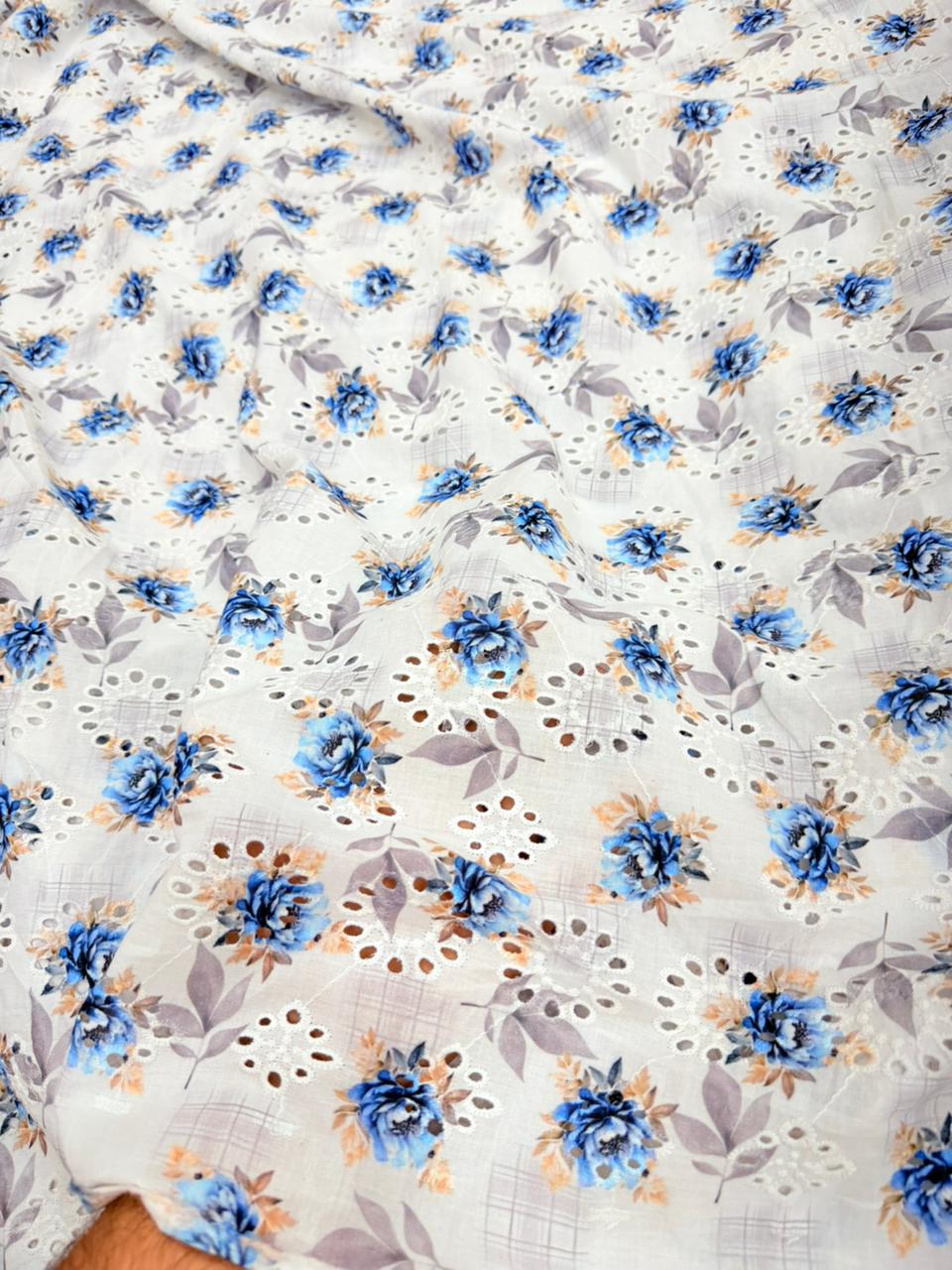 Most Premium Pure Cotton Hakuba Chikankari Printed Fabric (Big WIDTH!!)