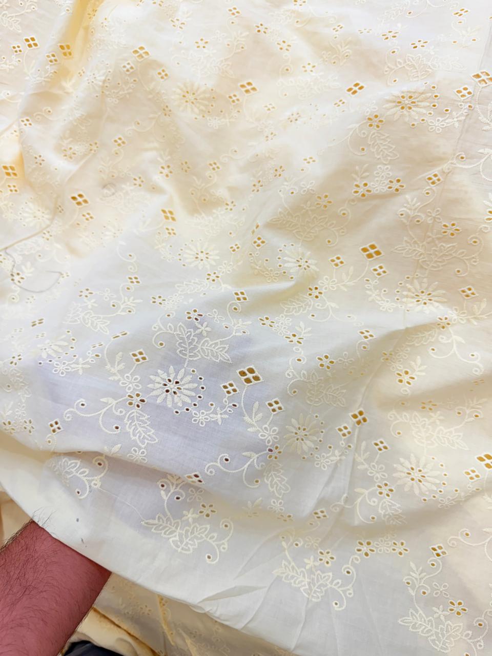 Most Premium Pure Cotton Hakuba Chikankari Fabric (Big WIDTH!!)
