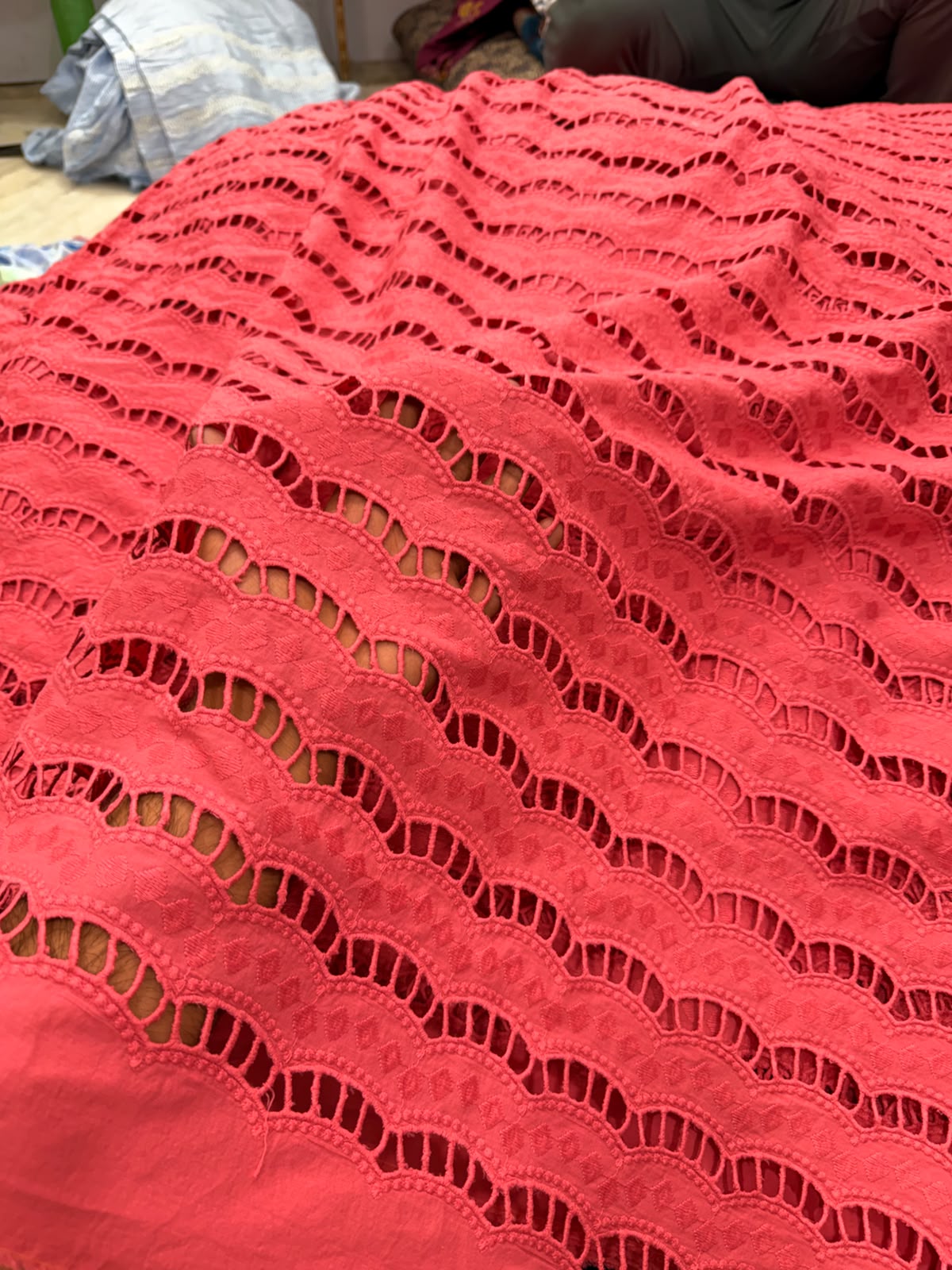 Premium Fine GPO LACEWORK Hakuba Chikan Work On Pure Cotton FABRIC (Big WIDTH!!)