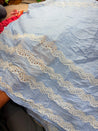 Most Premium Pure Fine Thread Embroidery On Stripes Cotton FABRIC (Big WIDTH!!)