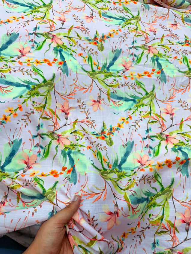 Most Premium BRANDED Pure Cotton Linen PRINTED FABRIC (Big WIDTH!!)