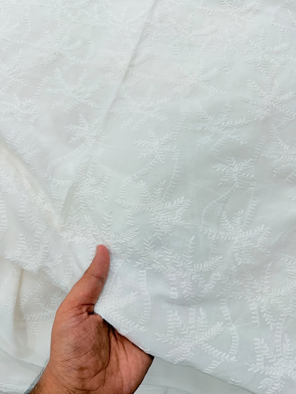 Premium Fine Chikan Work On Pure Cotton FABRIC (Dyeable Also)