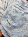 Most Premium Pure Fine Thread Embroidery On Stripes Cotton FABRIC (Big WIDTH!!)