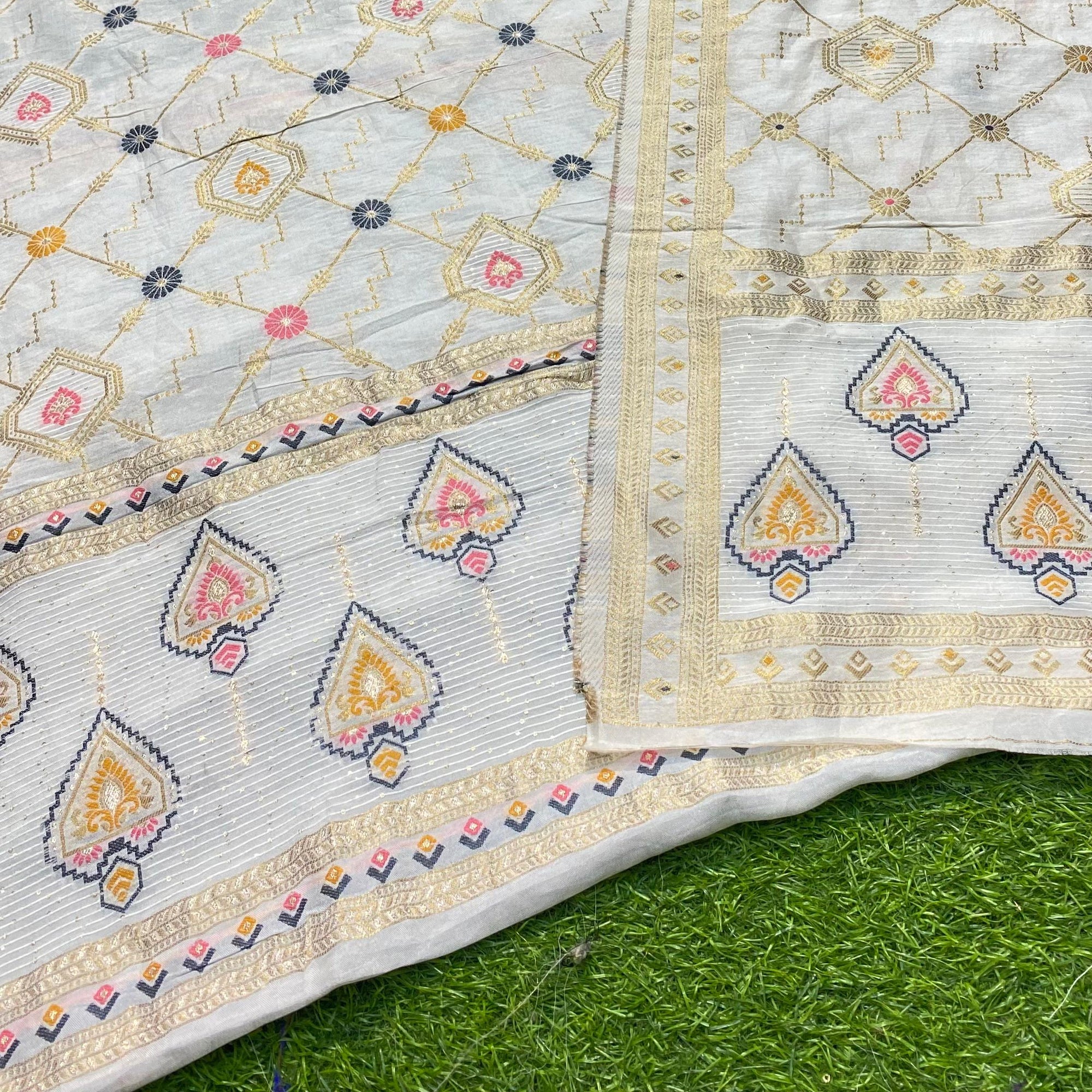 Most Premium Quality Of Suits - Dola Silk Dyeable  ( Complete Suit With SALWAAR)