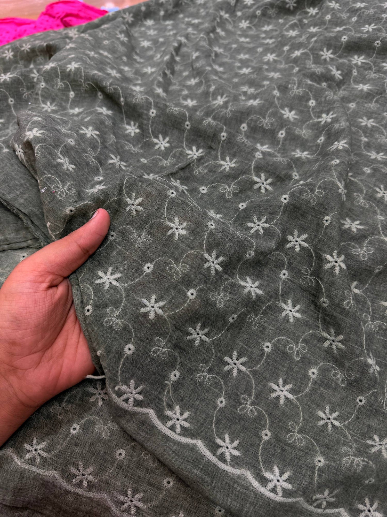 Most Premium Pure Hakuba Chikankari Cotton Fabric (Big WIDTH!!)