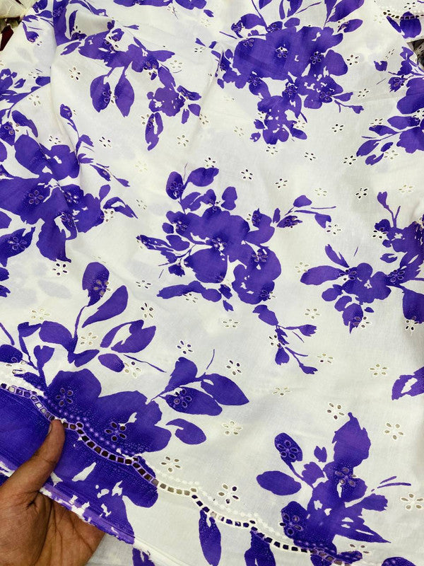 Most Premium Pure Cotton Hakuba Chikankari Printed Fabric (Big WIDTH!!)