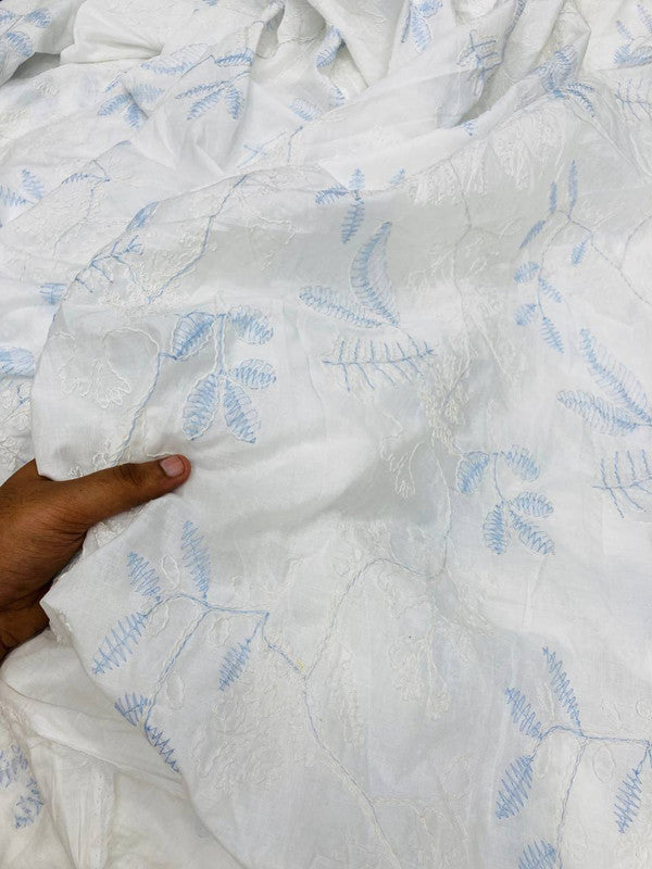 Premium Fine 3D Kashmiri Dori Imported Work With Chikan On Pure Cotton (Big WIDTH!!)