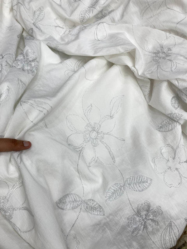 Most Premium Pure Muslin Cotton Aari Embroidery FABRIC (Big WIDTH!!) (Dyeable Also)
