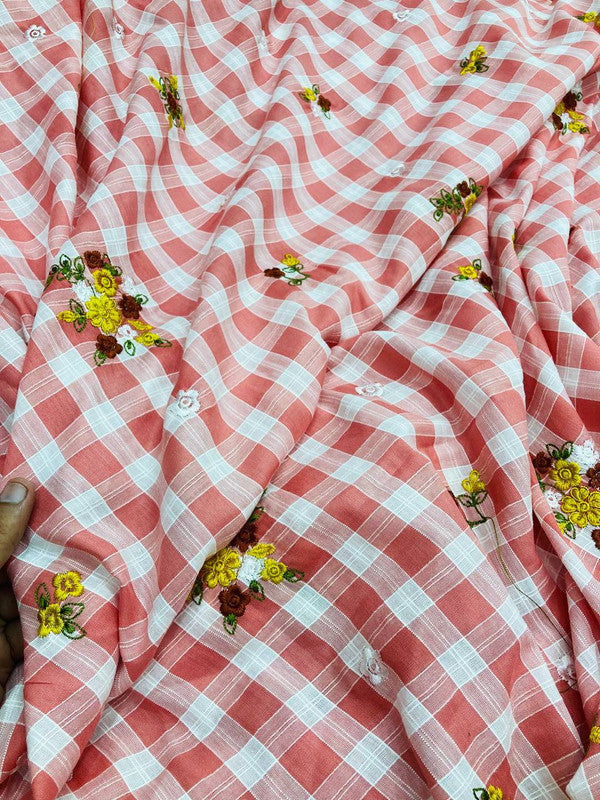 Most Premium Pure Fine Thread Embroidery On PRINTED Cotton FABRIC (Big WIDTH!!)