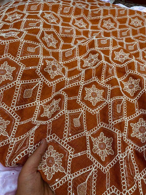 Most Premium Pure Modal Cotton FABRIC With Fine Dori Embroidery (Big WIDTH!!)