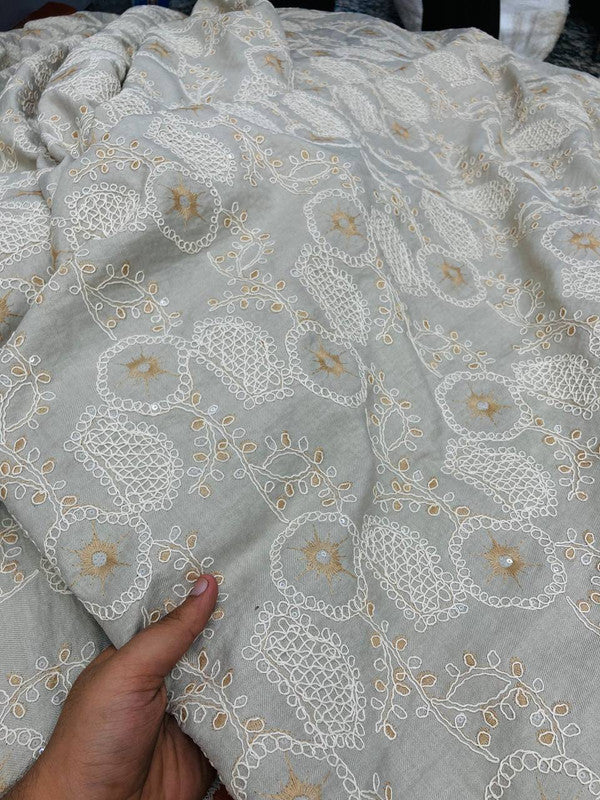 Most Premium Pure Modal Cotton FABRIC With Fine Dori Embroidery (Big WIDTH!!)