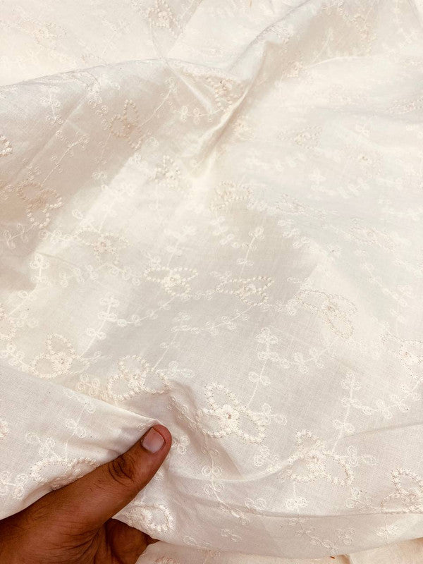 Most Premium Pure Cotton Hakuba Chikankari Fabric (Big WIDTH!!) (Dyeable Also)