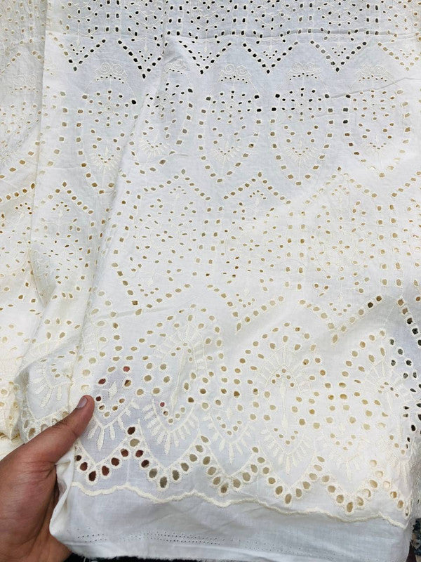 Most Premium Pure Hakuba Chikankari Embroidery On Pure Cotton FABRIC (Dyeable Also)  (Big WIDTH!!)