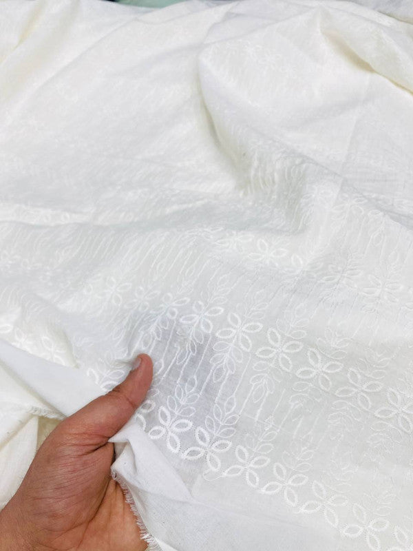Most Premium Pure Lucknowi Chikankari Embroidery On Pure Cotton FABRIC (Dyeable Also)  (Big WIDTH!!)