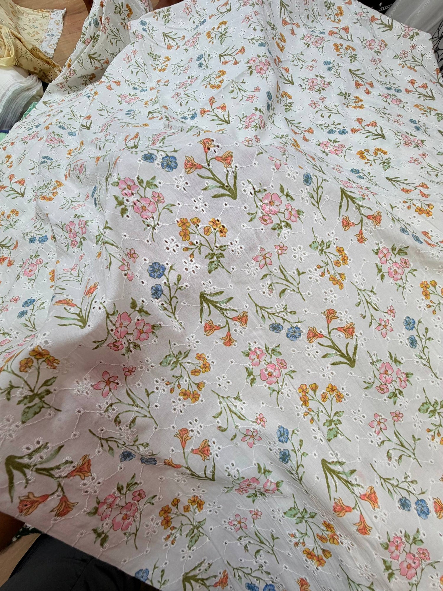 Most Premium Pure PRINTED Hakuba Chikankari Cotton Fabric (Big WIDTH!!)