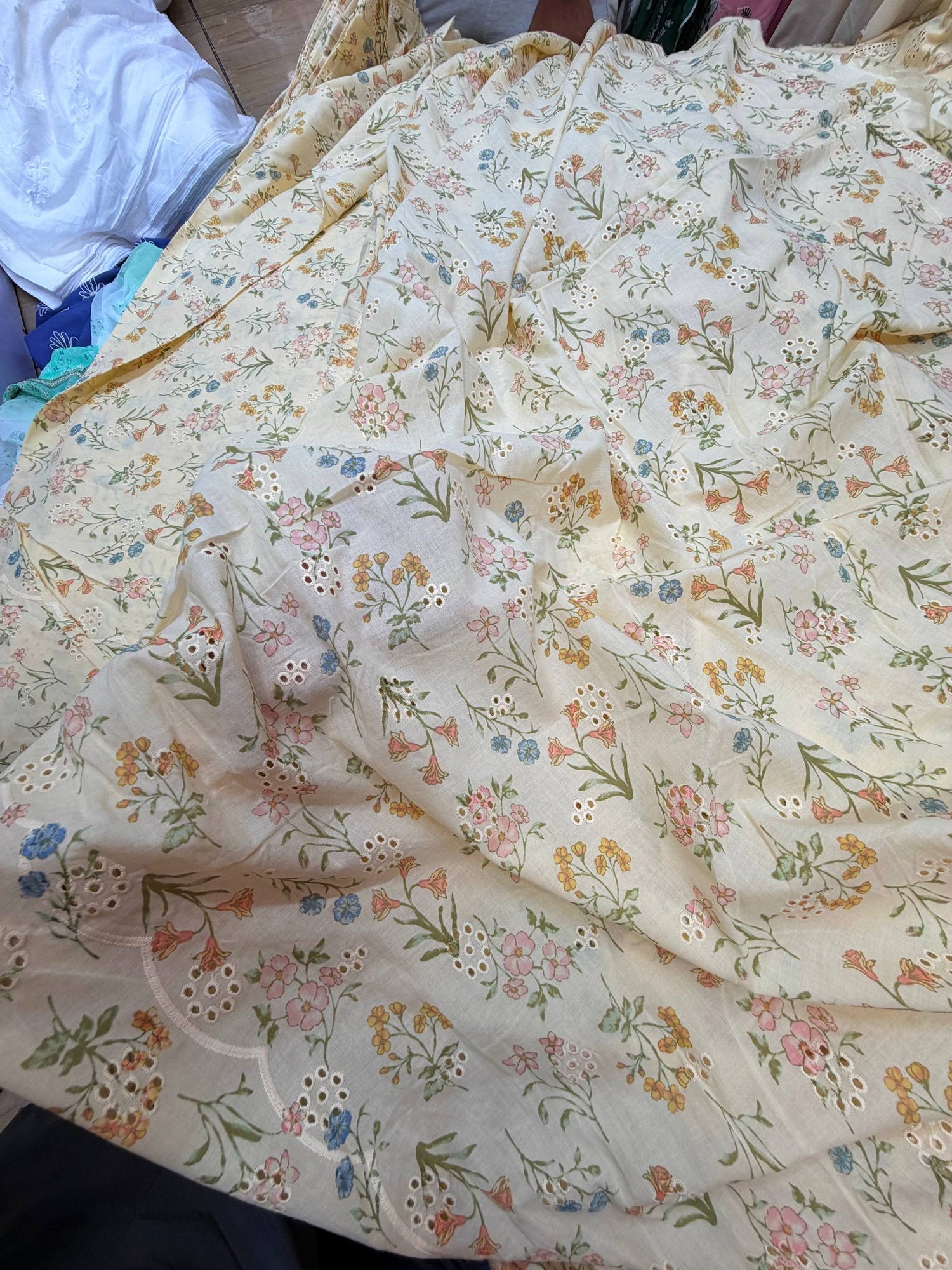 Most Premium Pure PRINTED Hakuba Chikankari Cotton Fabric (Big WIDTH!!)