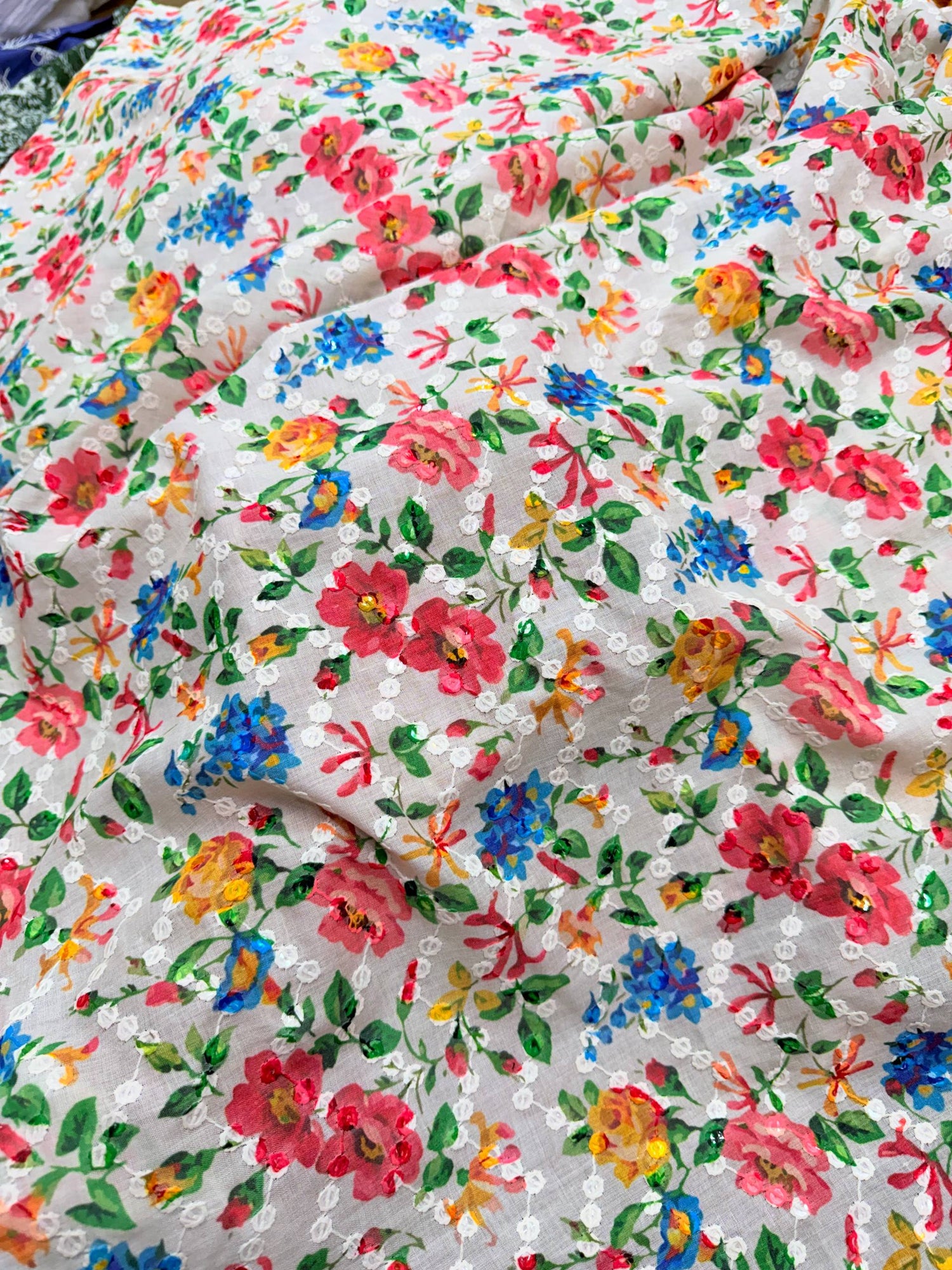 Most Premium Pure PRINTED Chikankari Cotton Fabric (Big WIDTH!!)