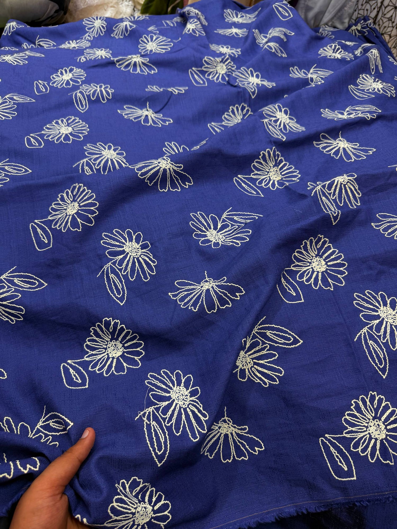 Most Premium Fine khaddi Print On Pure Denim Cotton FABRIC (Big WIDTH!!)