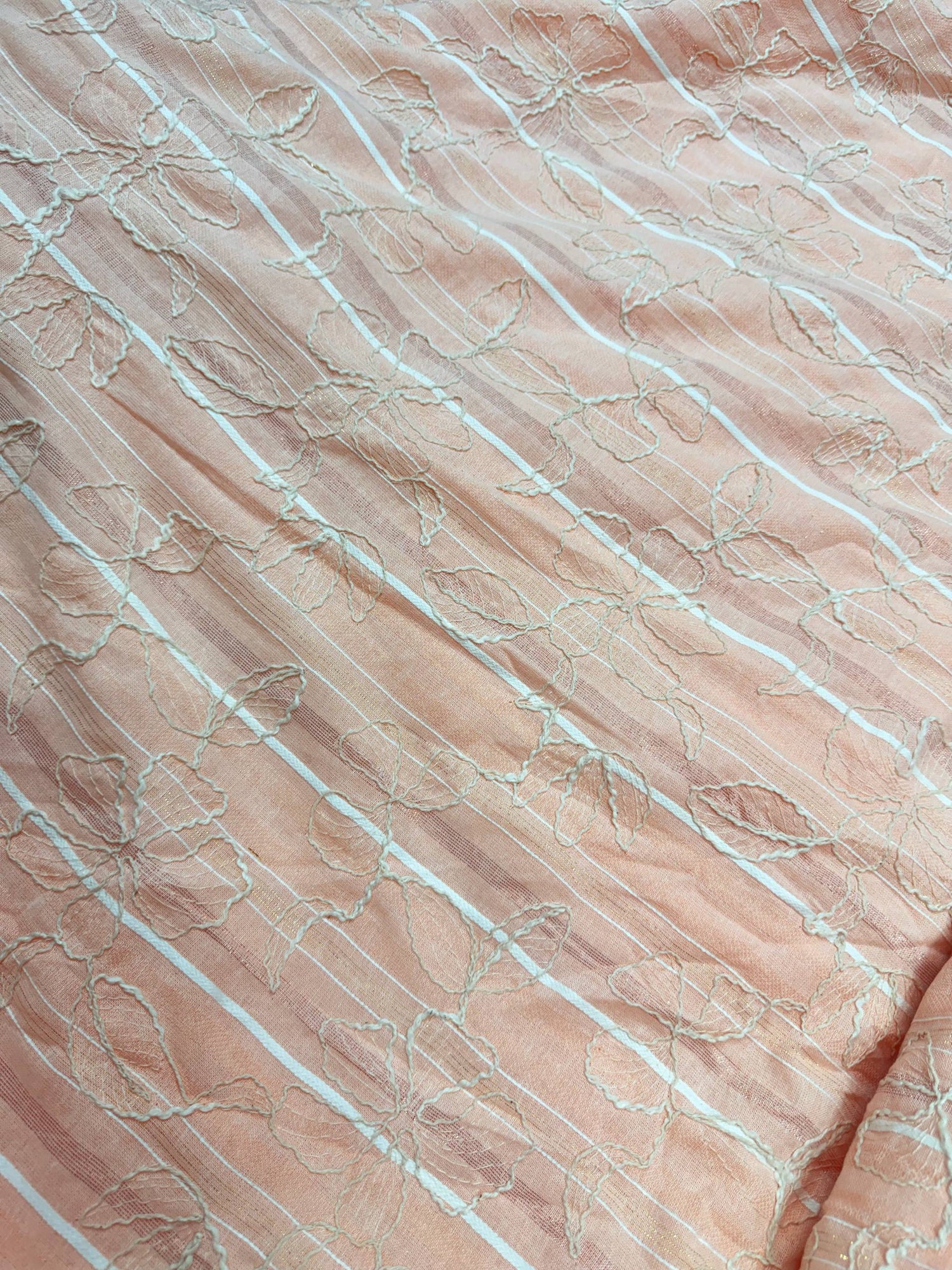 Most Premium Pure 3D Dori Hakuba Chikankari Cotton Fabric (Big WIDTH!!)