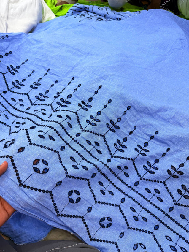Most Premium Pure Hakuba Chikankari Cotton Fabric (Big WIDTH!!)