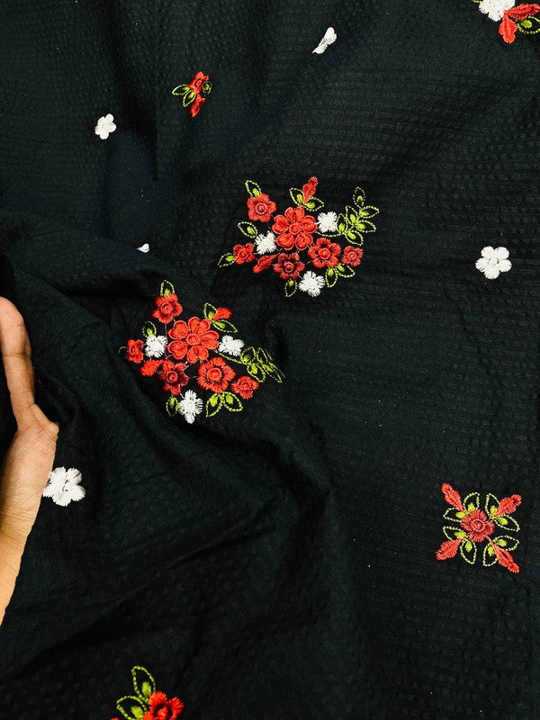 Most Premium Pure Fine Thread Embroidery On Sher Shakkar Cotton FABRIC (Big WIDTH!!)