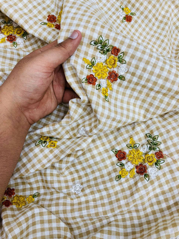 Most Premium Pure Fine Thread Embroidery On PRINTED Cotton FABRIC (Big WIDTH!!)