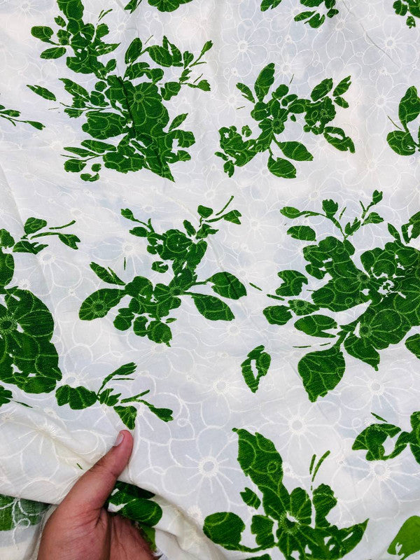 Most Premium Pure Cotton Hakuba Chikankari Printed Fabric (Big WIDTH!!)