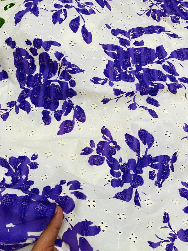 Most Premium Pure Cotton Hakuba Chikankari Printed Fabric (Big WIDTH!!)