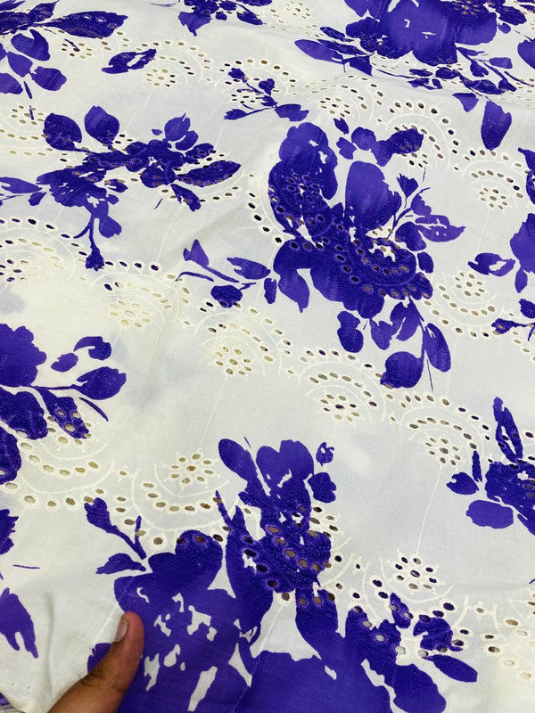 Most Premium Pure Cotton Hakuba Chikankari Printed Fabric (Big WIDTH!!)