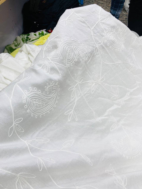 Premium Fine 3D Kashmiri Dori Work With Chikan On Pure Cotton (Big WIDTH!!) (Dyeable Also)