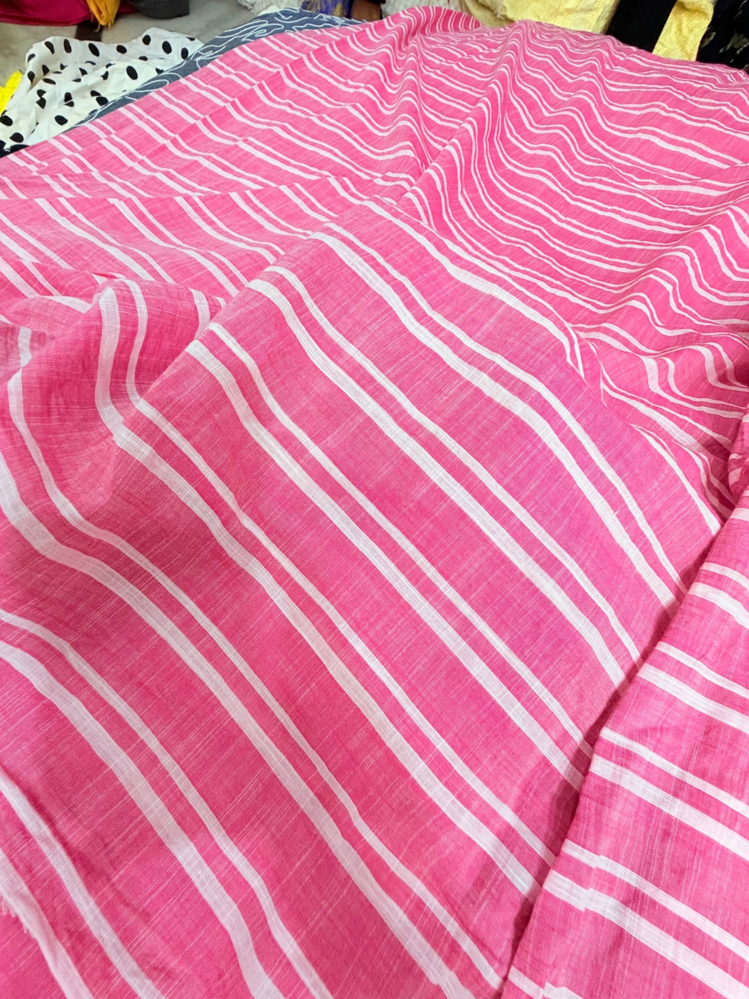 Most Premium Pure Fine Stripes LINEN Cotton FABRIC (Big WIDTH!!)