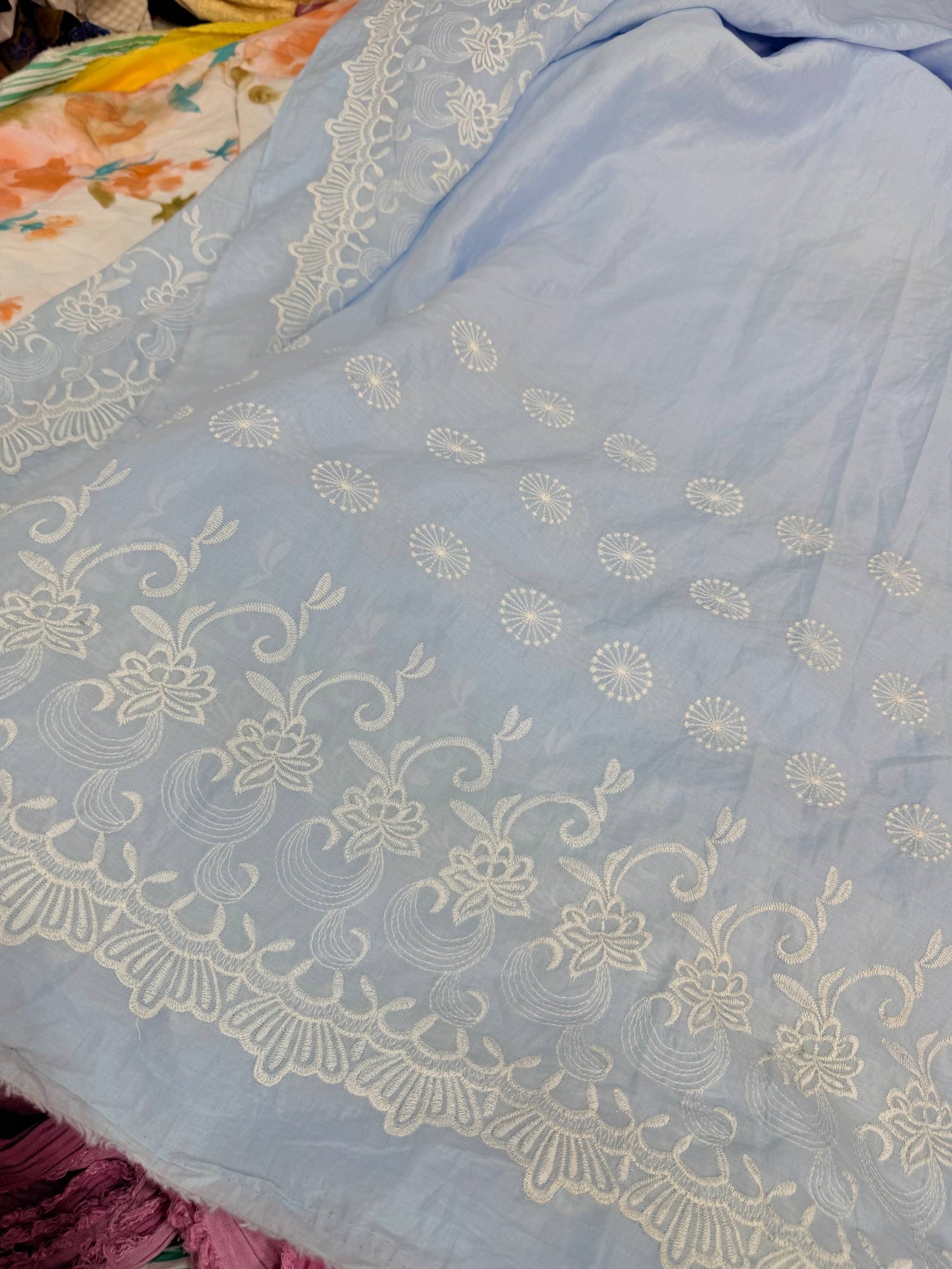 Most Premium Pure Hakuba Chikankari Cotton Fabric (Big WIDTH!!)