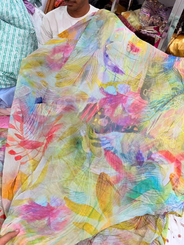 Most Premium Pure Chiffon Chinon FABRIC With Digital PRINTED (Big WIDTH!!)