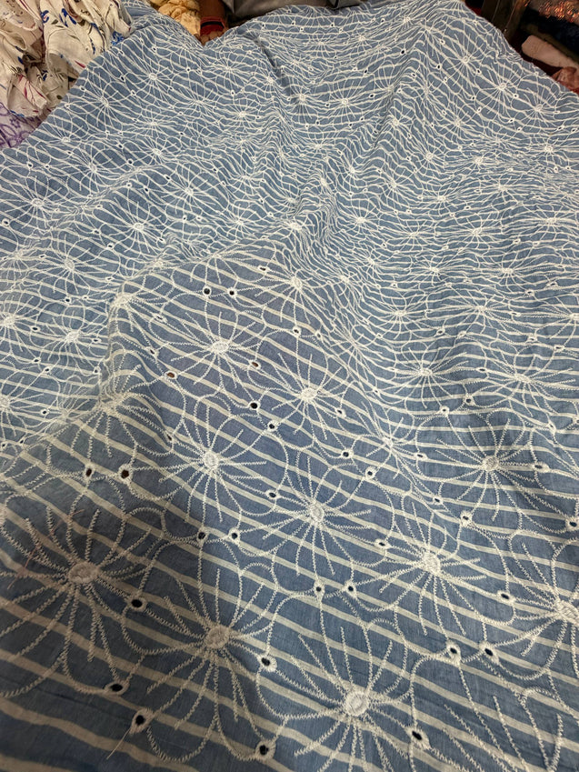 Most Premium Pure Hakuba Chikankari Cotton Fabric (Big WIDTH!!)