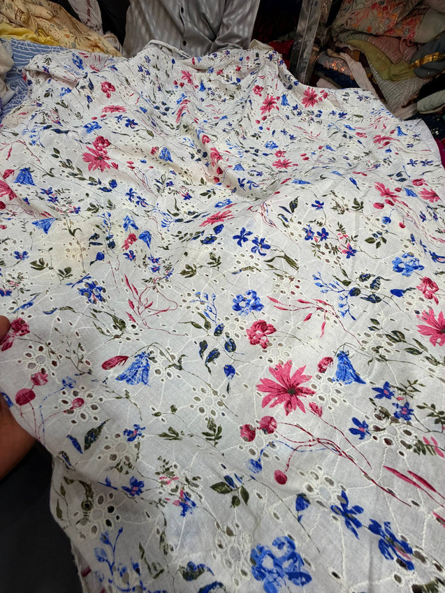 Most Premium Pure Hakuba Chikankari Cotton Fabric (Big WIDTH!!)