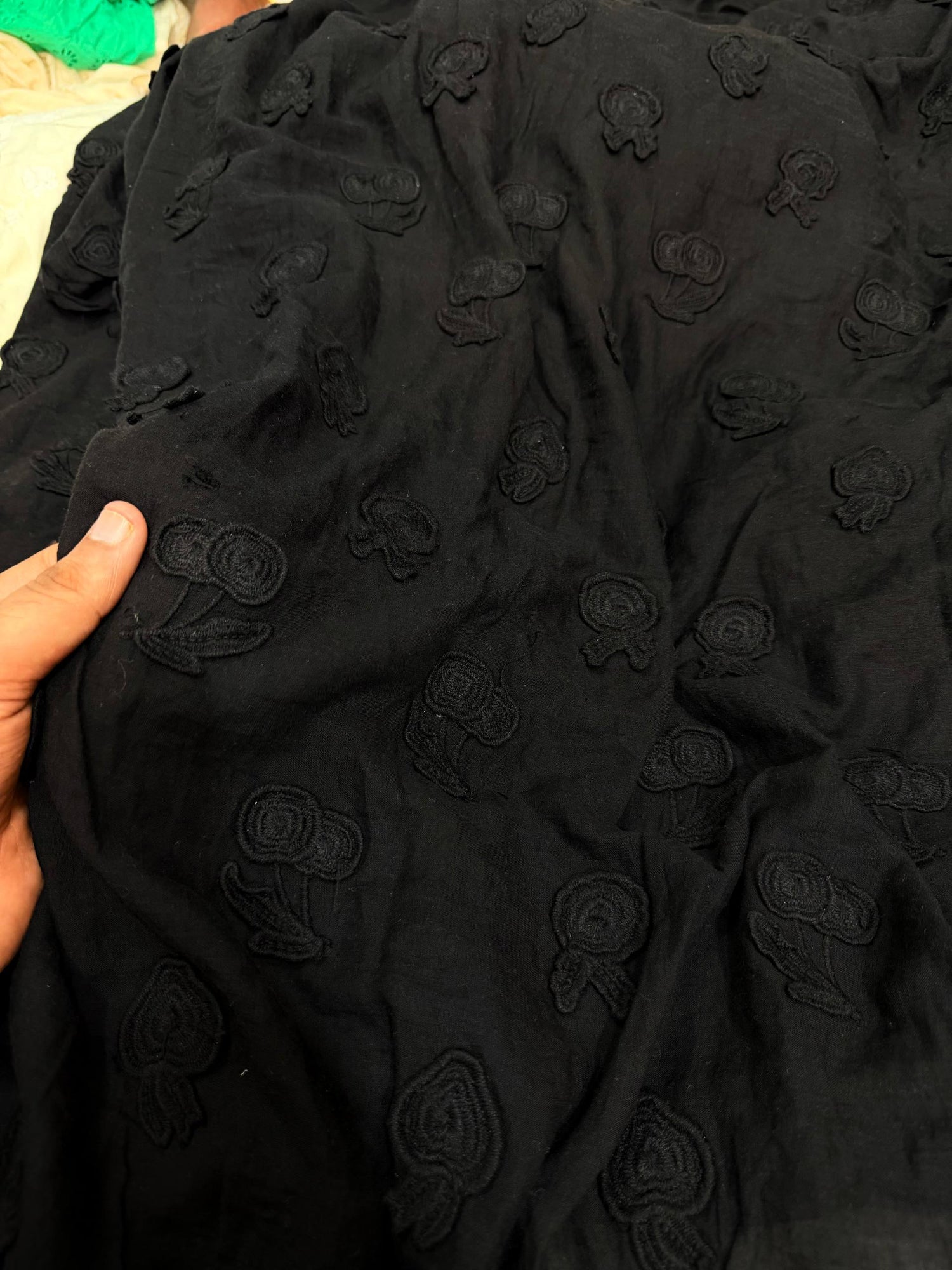 Premium Fine 3D Flower With Chikankari On Pure Cotton FABRIC